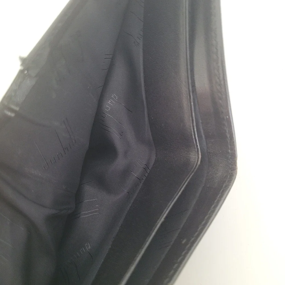 Dunhill‎ Bifold Wallet Black Calfskin Leather Gold Corners Spain Mens Luxury